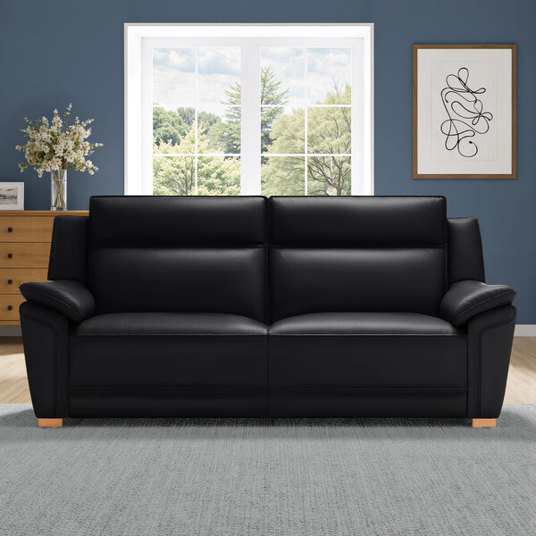 Midnight Leather Sofas - 3 Seater Sofa - Dune Range - Oak Furnitureland