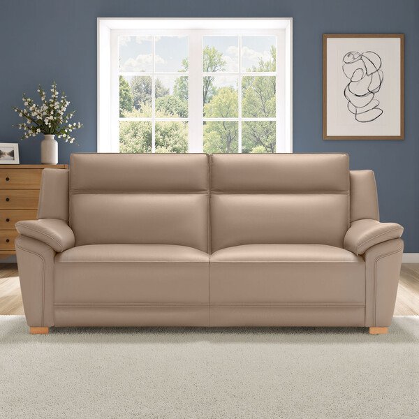 Pink Leather Sofas - 3 Seater Sofa - Dune Range - Oak Furnitureland