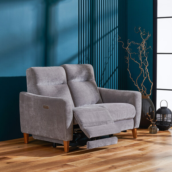Amigo Granite Fabric Sofas - 2 Seater Electric Recliner Sofa - Dylan Range - Oak Furnitureland