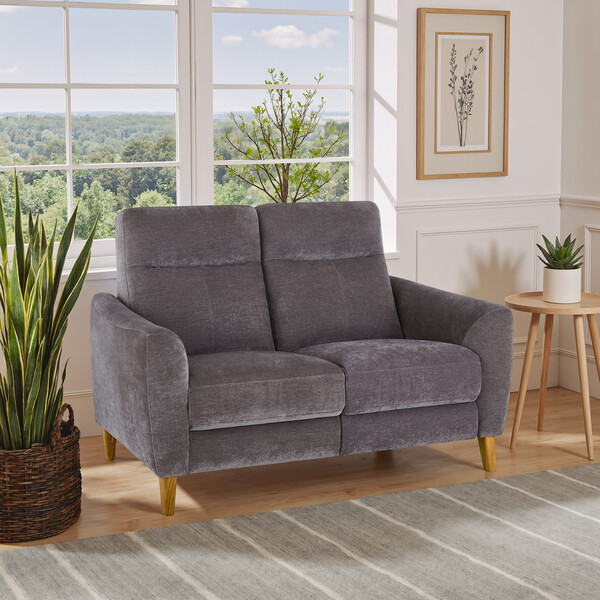 Amigo Granite Fabric Sofas - 2 Seater Static Sofa - Dylan Range - Oak Furnitureland