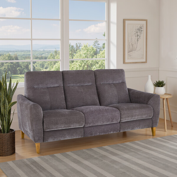Amigo Granite Fabric Sofas - 3 Seater Static Sofa - Dylan Range - Oak Furnitureland