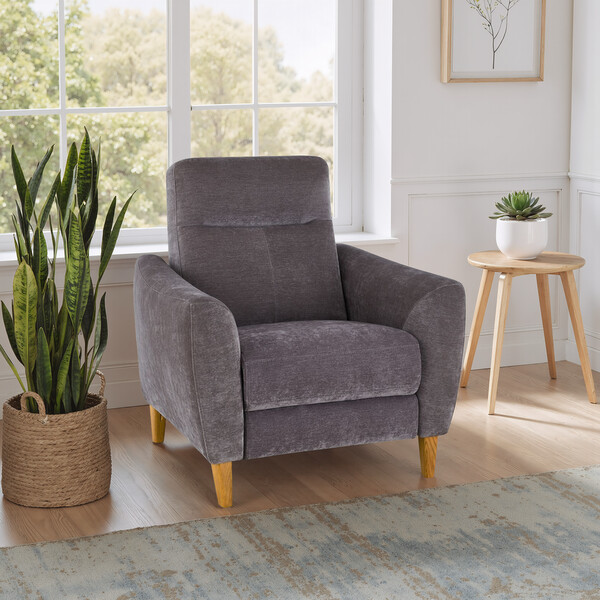 Amigo Granite Fabric Sofas - Static Armchair - Dylan Range - Oak Furnitureland