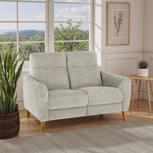 Darwin Silver Fabric Sofas - 2 Seater Static Sofa - Dylan Range - Oak Furnitureland