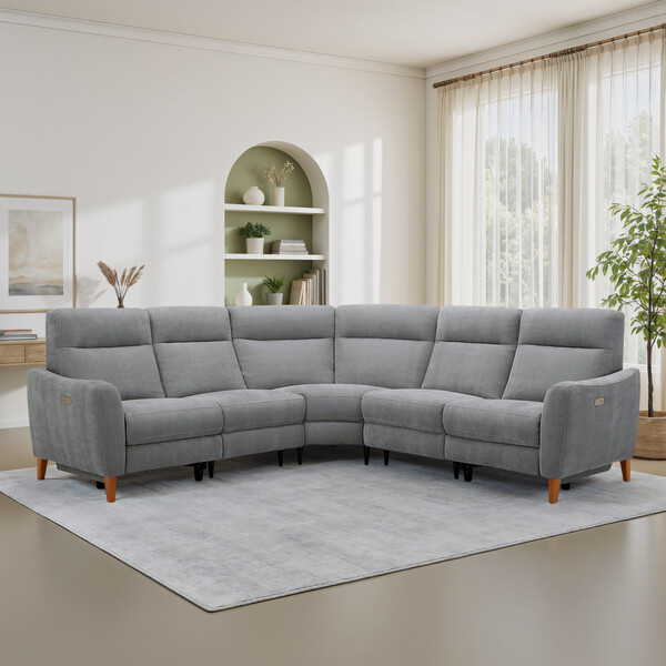 Amigo Granite Fabric Sofas - Large Corner Recliner - Dylan Range - Oak Furnitureland