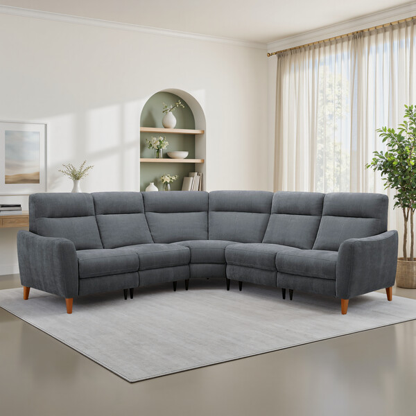 Amigo Coal Fabric Sofas - Large Corner Sofa - Dylan Range - Oak Furnitureland