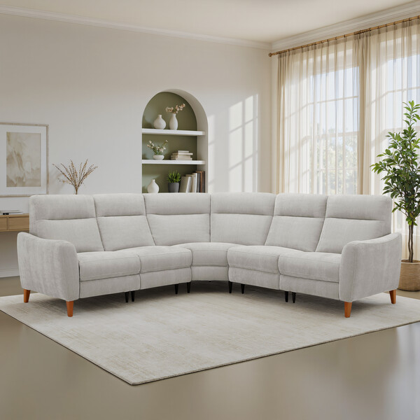 Amigo Dove Fabric Sofas - Large Corner Sofa - Dylan Range - Oak Furnitureland