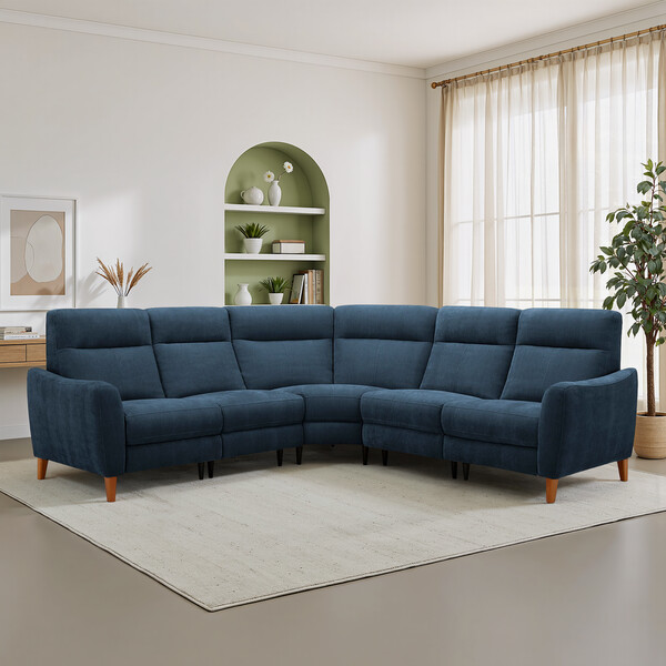 Amigo Navy Fabric Sofas - Large Corner Sofa - Dylan Range - Oak Furnitureland