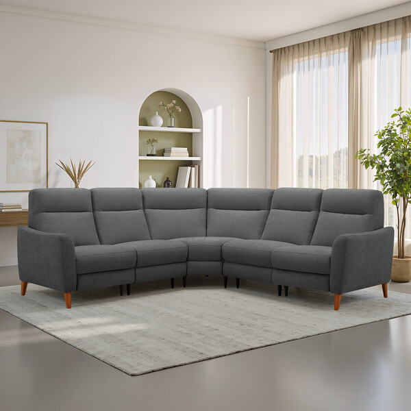 Darwin Charcoal Fabric Sofas - Large Corner Sofa - Dylan Range - Oak Furnitureland