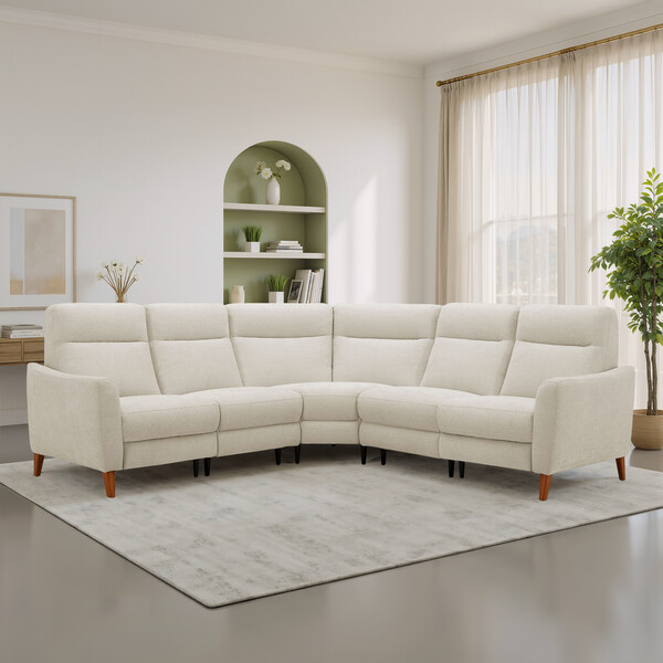 Darwin Ivory Fabric Sofas - Large Corner Sofa - Dylan Range - Oak Furnitureland