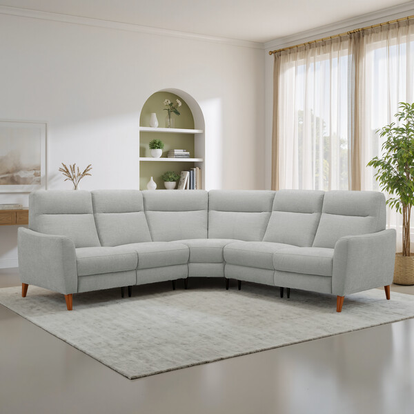 Darwin Silver Fabric Sofas - Large Corner Sofa - Dylan Range - Oak Furnitureland