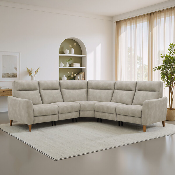 Oxford Beige Fabric Sofas - Large Corner Sofa - Dylan Range - Oak Furnitureland