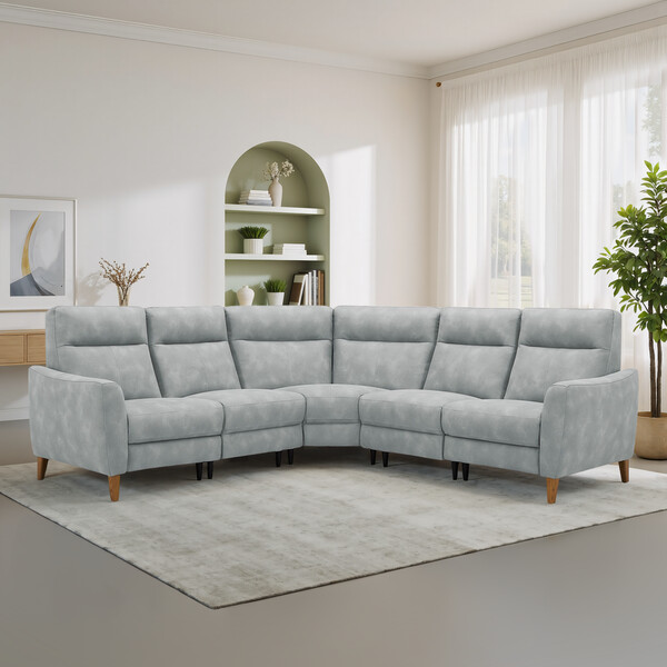 Oxford Silver Fabric Sofas - Large Corner Sofa - Dylan Range - Oak Furnitureland