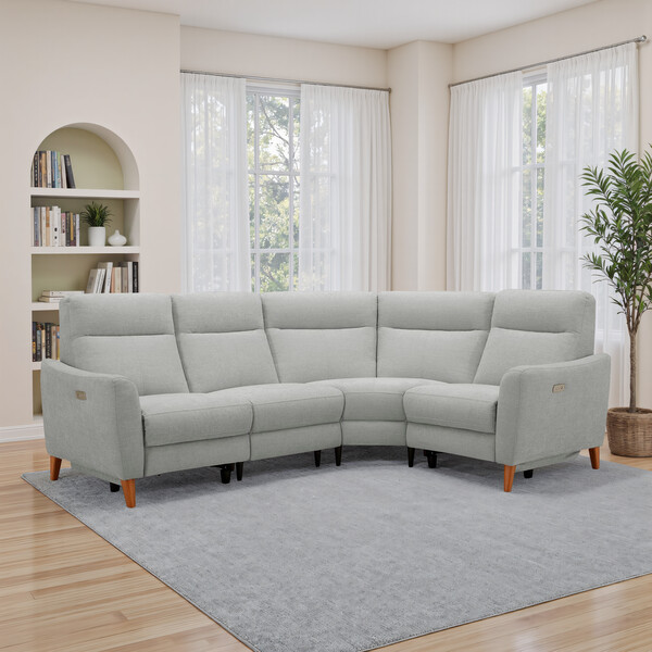 Darwin Silver Fabric Sofas - Corner Electric Recliner Left Hand - Dylan Range - Oak Furnitureland