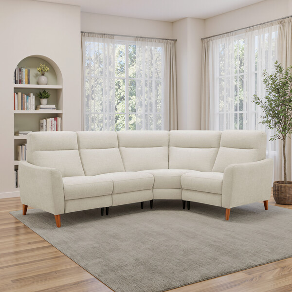 Darwin Ivory Fabric Sofas - Left Hand Corner Sofa - Dylan Range - Oak Furnitureland