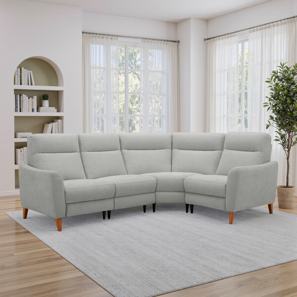 Darwin Silver Fabric Sofas - Left Hand Corner Sofa - Dylan Range - Oak Furnitureland