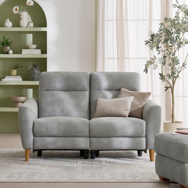 Oxford Grey Fabric Sofas - 2 Seater Static Sofa - Dylan Range - Oak Furnitureland