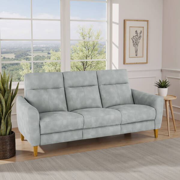 Oxford Silver Fabric Sofas - 3 Seater Static Sofa - Dylan Range - Oak Furnitureland