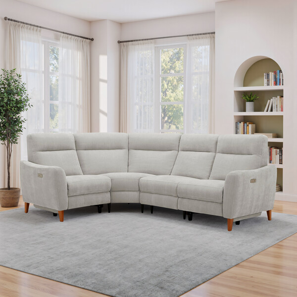 Amigo Dove Fabric Sofas - Corner Electric Recliner Right Hand - Dylan Range - Oak Furnitureland