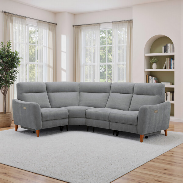 Amigo Granite Fabric Sofas - Corner Electric Recliner Right Hand - Dylan Range - Oak Furnitureland