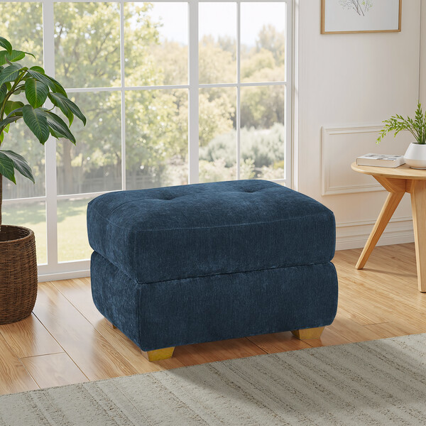 Amigo Navy Fabric Sofas - Storage Footstool - Dylan Range - Oak Furnitureland