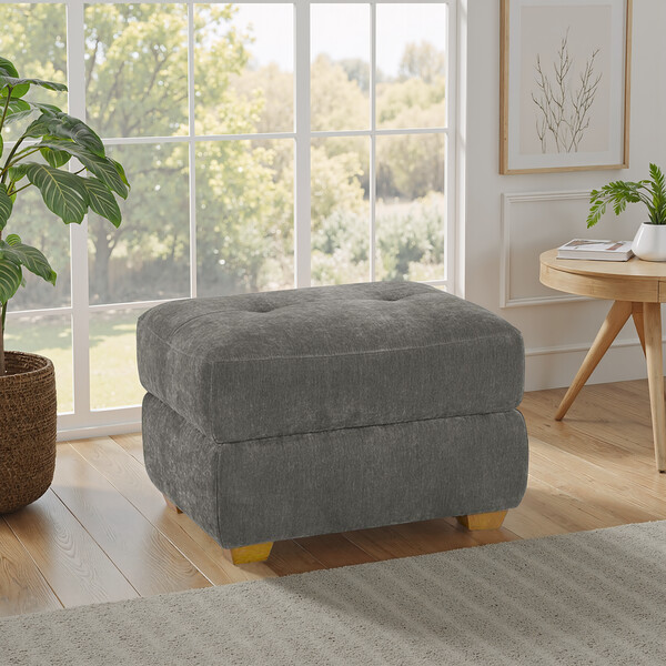 Darwin Charcoal Fabric Sofas - Storage Footstool - Dylan Range - Oak Furnitureland