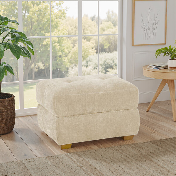 Darwin Ivory Fabric Sofas - Storage Footstool - Dylan Range - Oak Furnitureland