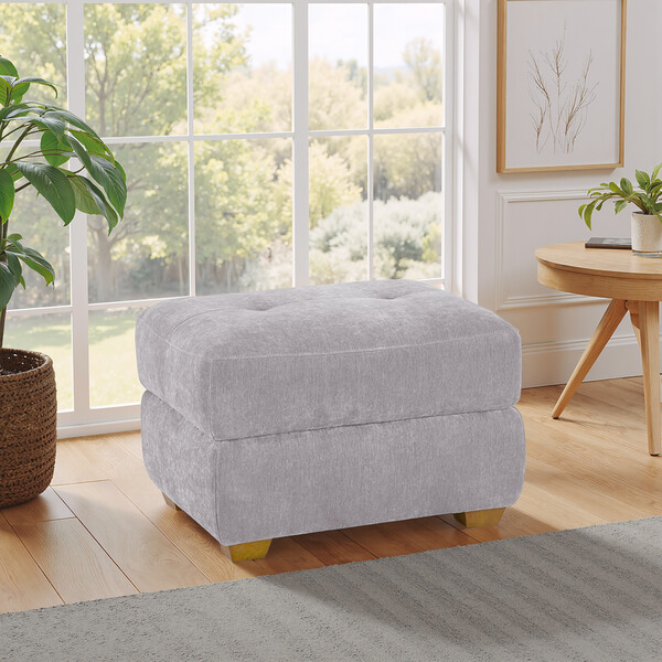 Darwin Silver Fabric Sofas - Storage Footstool - Dylan Range - Oak Furnitureland