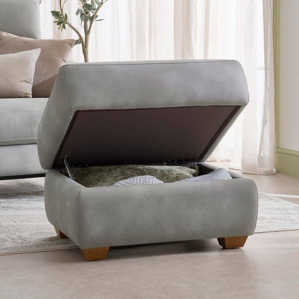 Oxford Grey Fabric Sofas - Storage Footstool - Dylan Range - Oak Furnitureland