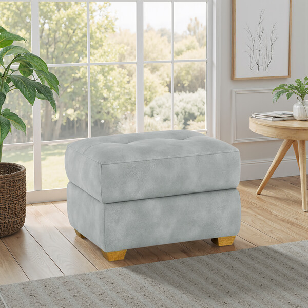Oxford Silver Fabric Sofas - Storage Footstool - Dylan Range - Oak Furnitureland