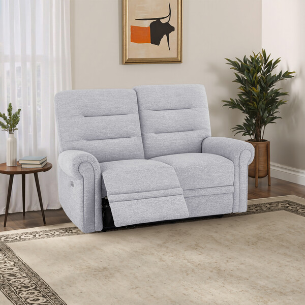 Keswick Dove Fabric Sofas - 2 Seater Electric Recliner Sofa - Eastbourne Range - Oak Furnitureland