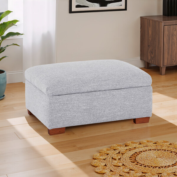 Keswick Dove Fabric Sofas - Storage Footstool - Eastbourne Range - Oak Furnitureland