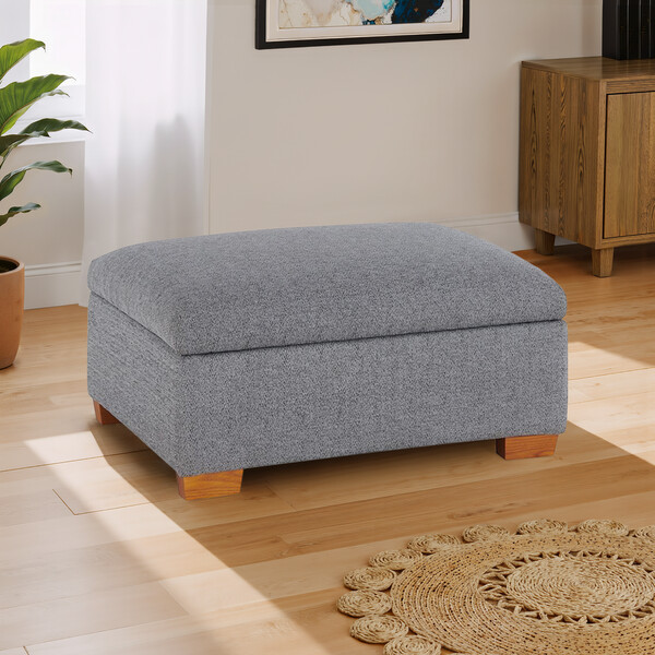 Miller Grey Fabric Sofas - Storage Footstool - Eastbourne Range - Oak Furnitureland