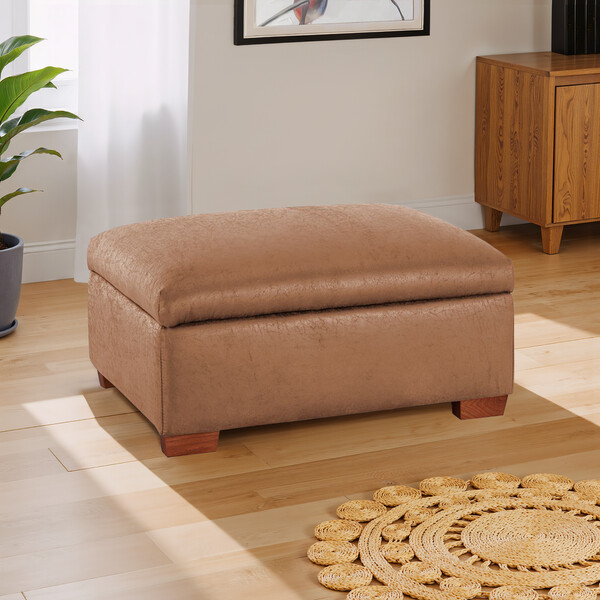 Ranch Brown Fabric Sofas - Storage Footstool - Eastbourne Range - Oak Furnitureland