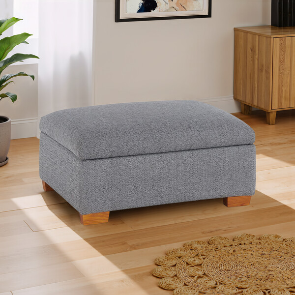 Santos Steel Fabric Sofas - Storage Footstool - Eastbourne Range - Oak Furnitureland