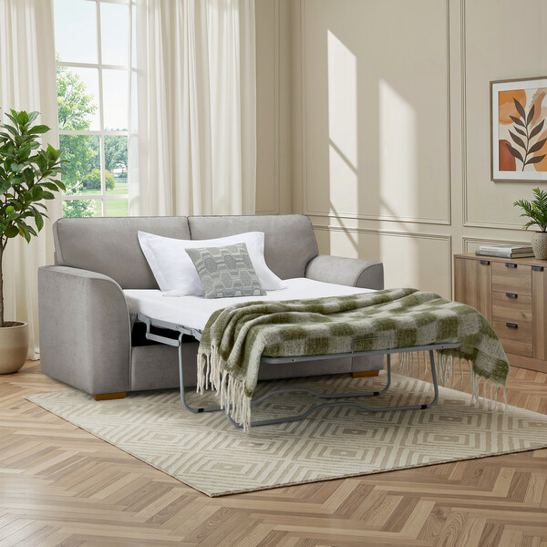 Limoge Fog Fabric Sofas - 2 Seater Sofa Bed - Eastley Range - Oak Furnitureland