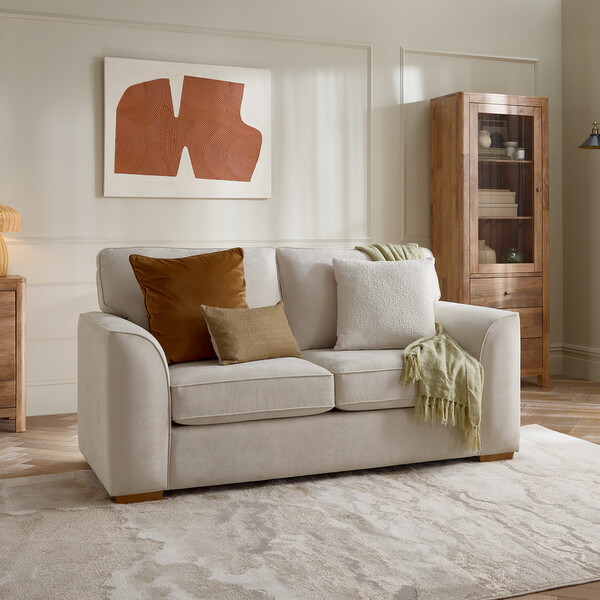 Limoge Beige Fabric Sofas - 2 Seater Sofa - Eastley Range - Oak Furnitureland
