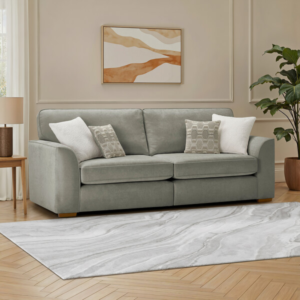 Limoge Green Fabric Sofas - 4 Seater Sofa - Eastley Range - Oak Furnitureland