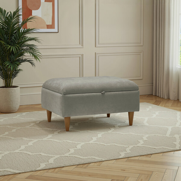 Limoge Green Fabric Sofas - Storage Footstool - Eastley Range - Oak Furnitureland