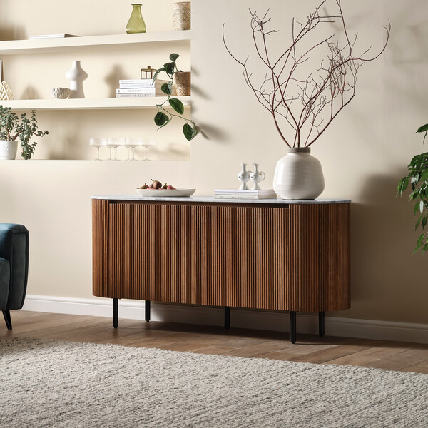 Acacia & Italian Marble Sideboards - Large Sideboard - Elba Range - Oak Furnitureland