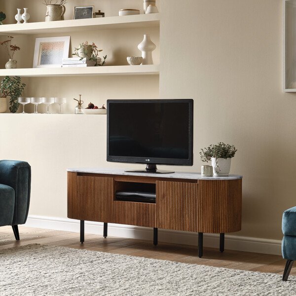 Acacia & Italian Marble TV Cabinets - TV Unit - Elba Range - Oak Furnitureland