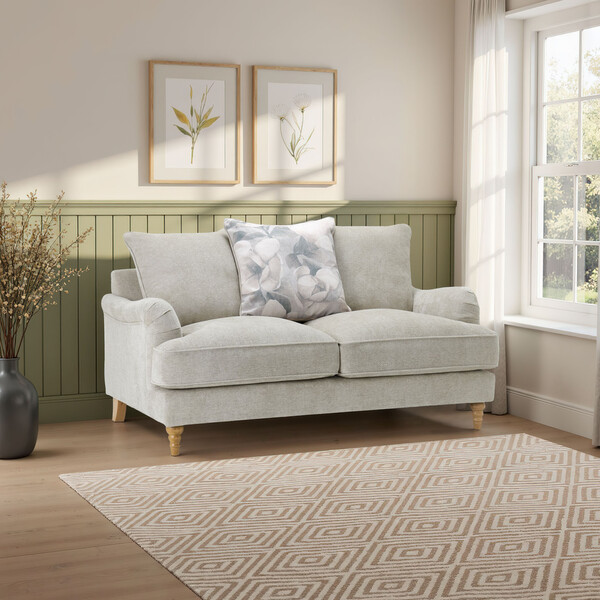 Marlan Natural Fabric Sofas - 2 Seater Pillow Back Sofa - Milldale Range - Oak Furnitureland