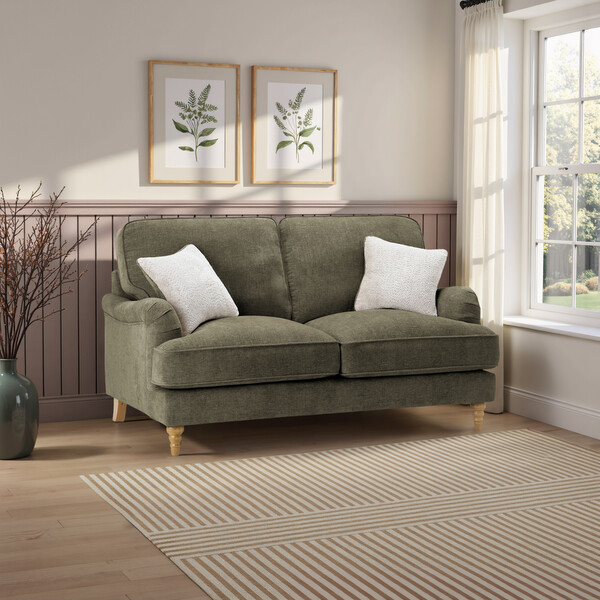 Marlan Olive Green Fabric Sofas - 2 Seater Sofa - Milldale Range - Oak Furnitureland