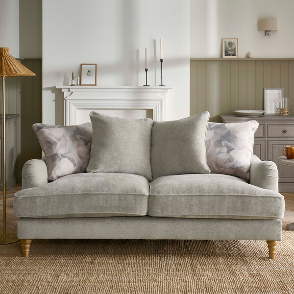 Marlan Natural Fabric Sofas - 3 Seater Pillow Back Sofa - Milldale Range - Oak Furnitureland