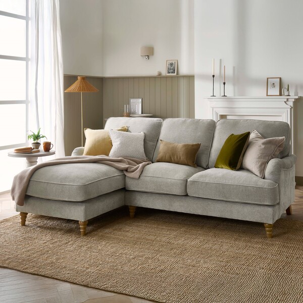 Marlan Natural Fabric Sofas - Left Hand Chaise Sofa - Milldale Range - Oak Furnitureland