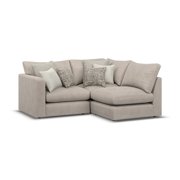 Mid Grey Fabric Sofas - Modular 3 Seat Left Hand Corner Sofa - Elston Range - Oak Furnitureland