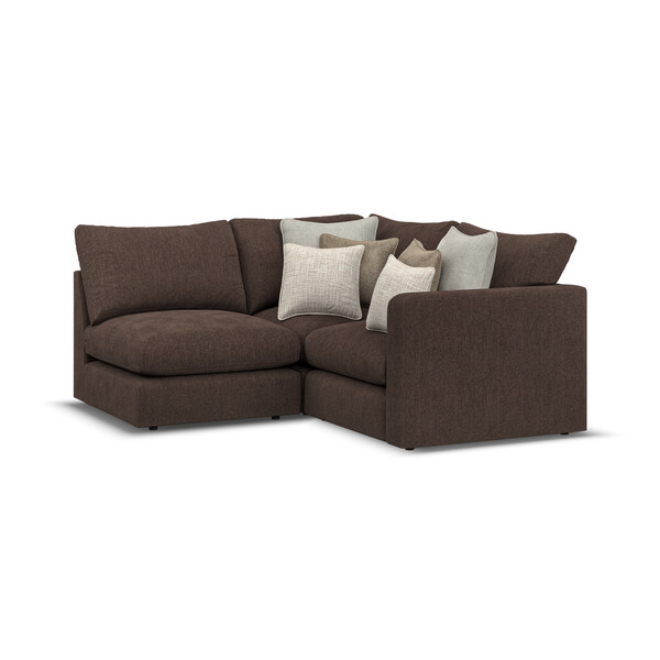 Cacao Fabric Sofas - Modular 3 Seat Right Hand Corner Sofa - Elston Range - Oak Furnitureland
