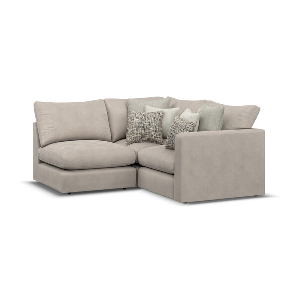 Mid Grey Fabric Sofas - Modular 3 Seat Right Hand Corner Sofa - Elston Range - Oak Furnitureland