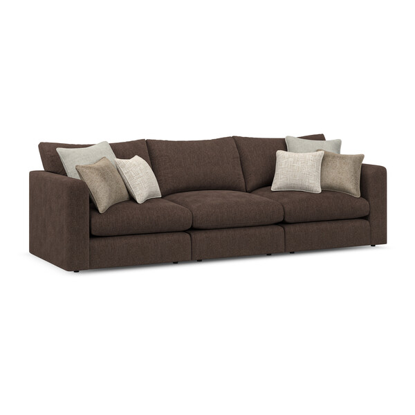 Cacao Fabric Sofas - Modular 3 Seat Sofa - Elston Range - Oak Furnitureland