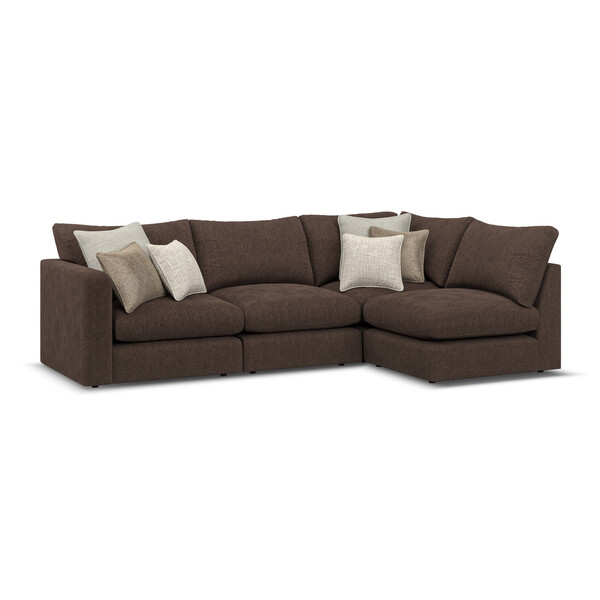 Cacao Fabric Sofas - Modular 4 Seat Left Hand Corner Sofa - Elston Range - Oak Furnitureland