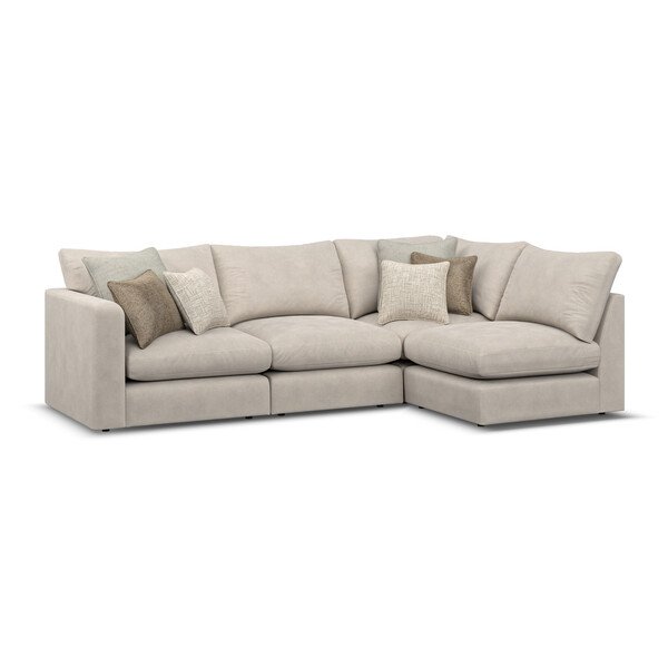 Dove Fabric Sofas - Modular 4 Seat Left Hand Corner Sofa - Elston Range - Oak Furnitureland